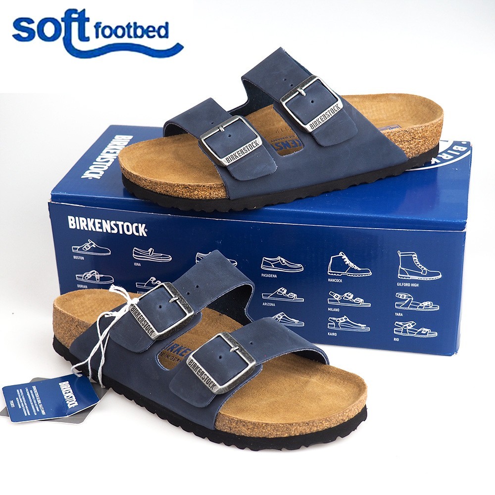 Birkenstock Arizona Soft Footbed Blue Sandals Oiled Leather Shoes US 6-12