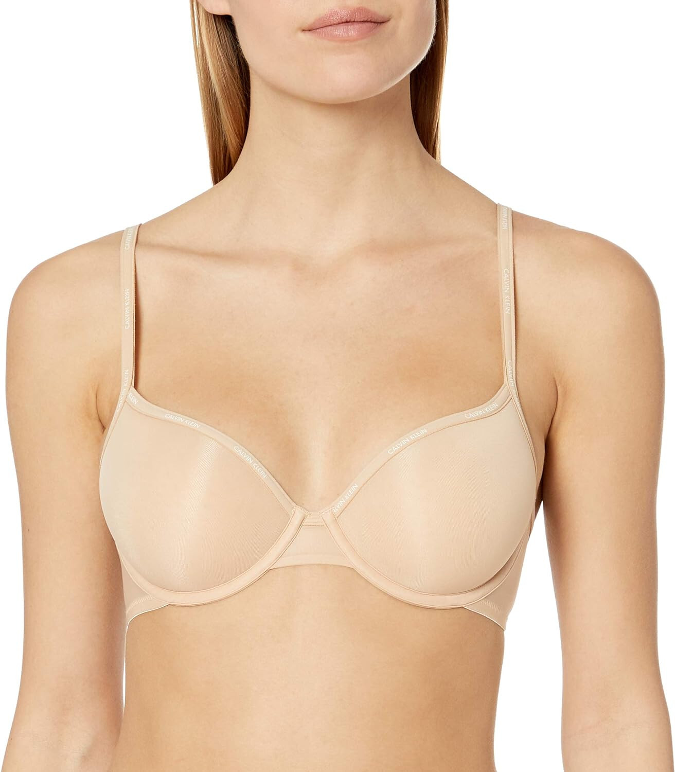 Calvin Klein Sheer Marquisette Lightly Lined Demi Bra-Bare-Size:32A