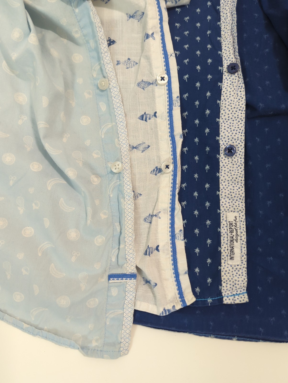 International Report Button Down Shirts Fish, Fruit, And Trees Pattern L