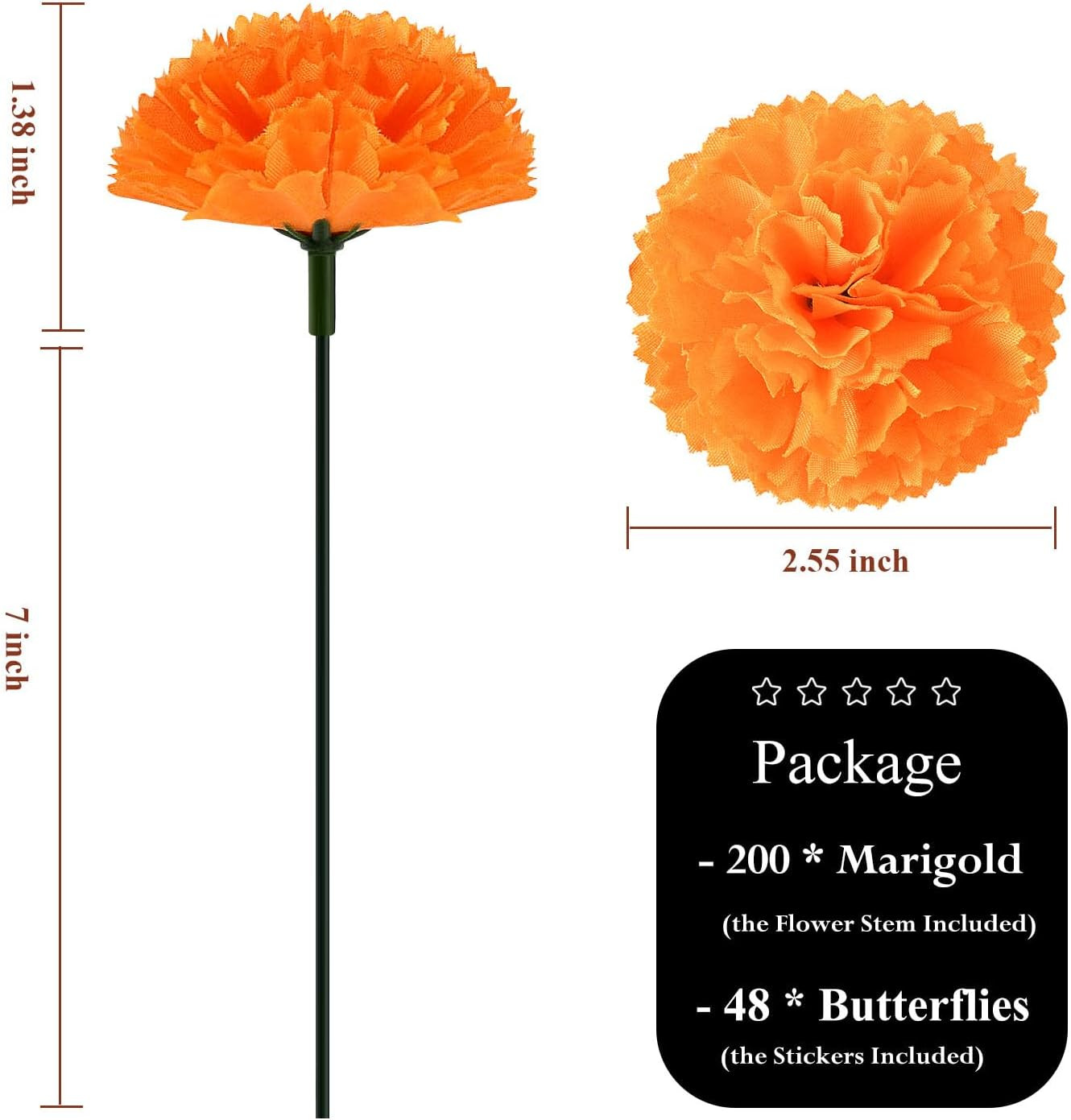 Artificial Marigold Flower Heads,Marigold Heads Bulk and 48 Monarch Butterfly fo