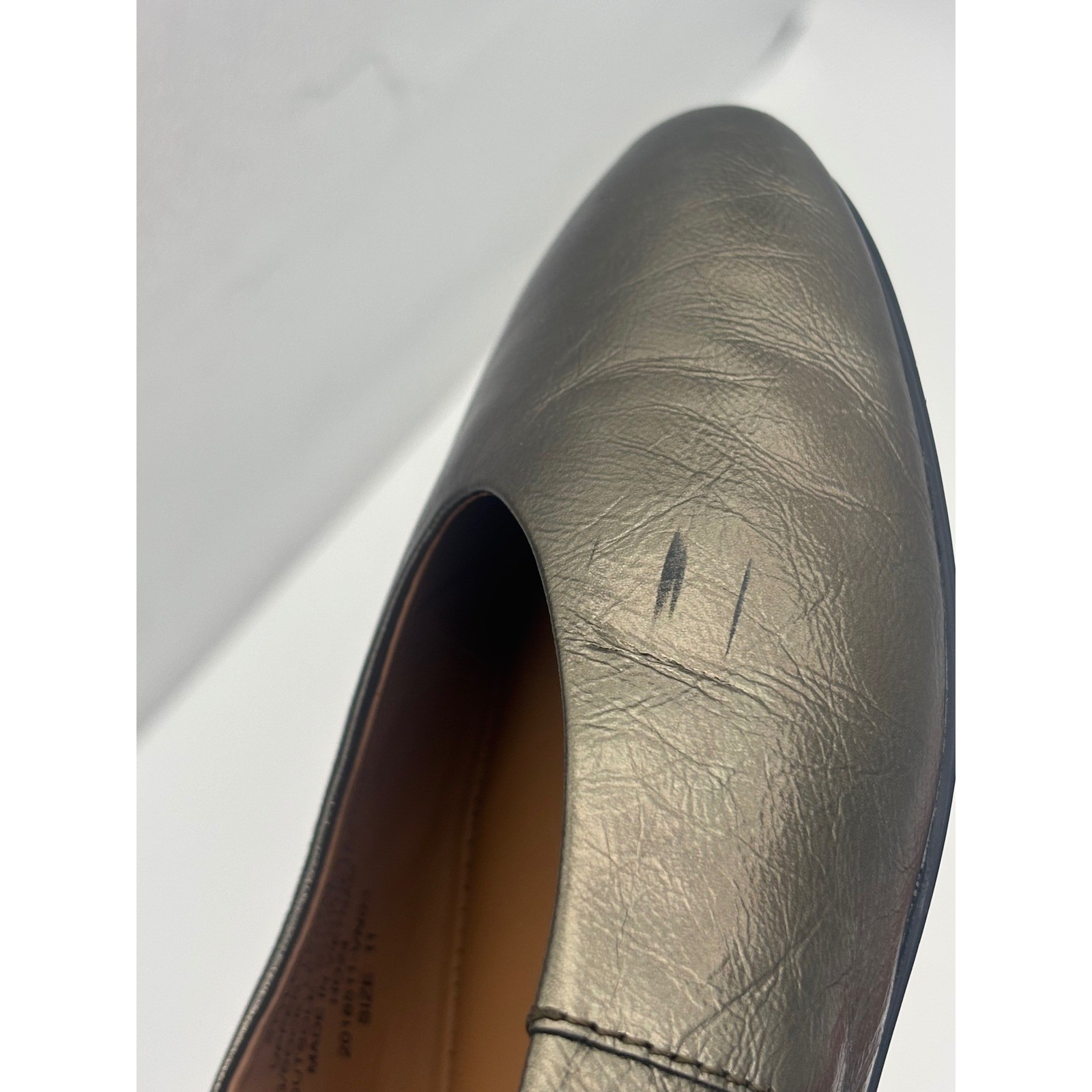 MADEWELL Gold Ballet Flat Shoe Metallic Pewter Leather Round Square Women’s 11