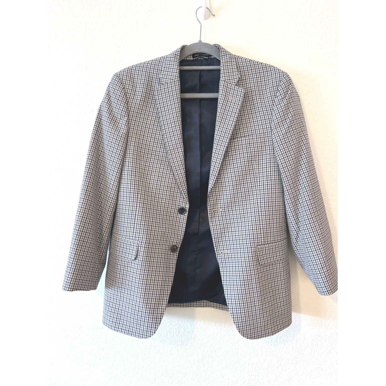 Preppy Tommy Hilfiger Americana Gingham Blazer Navy White Sport Coat S36