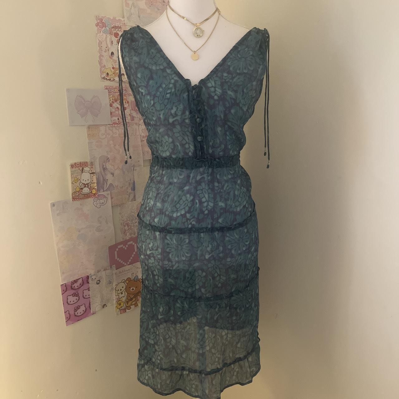 Super cute Y2K baby doll mesh hobo blue beachy dress