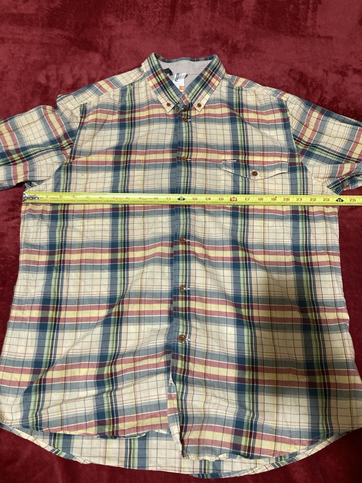 Ben Sherman Plectrum XXL Beige Plaid Long Sleeve Button Up 24in Pit To Pit