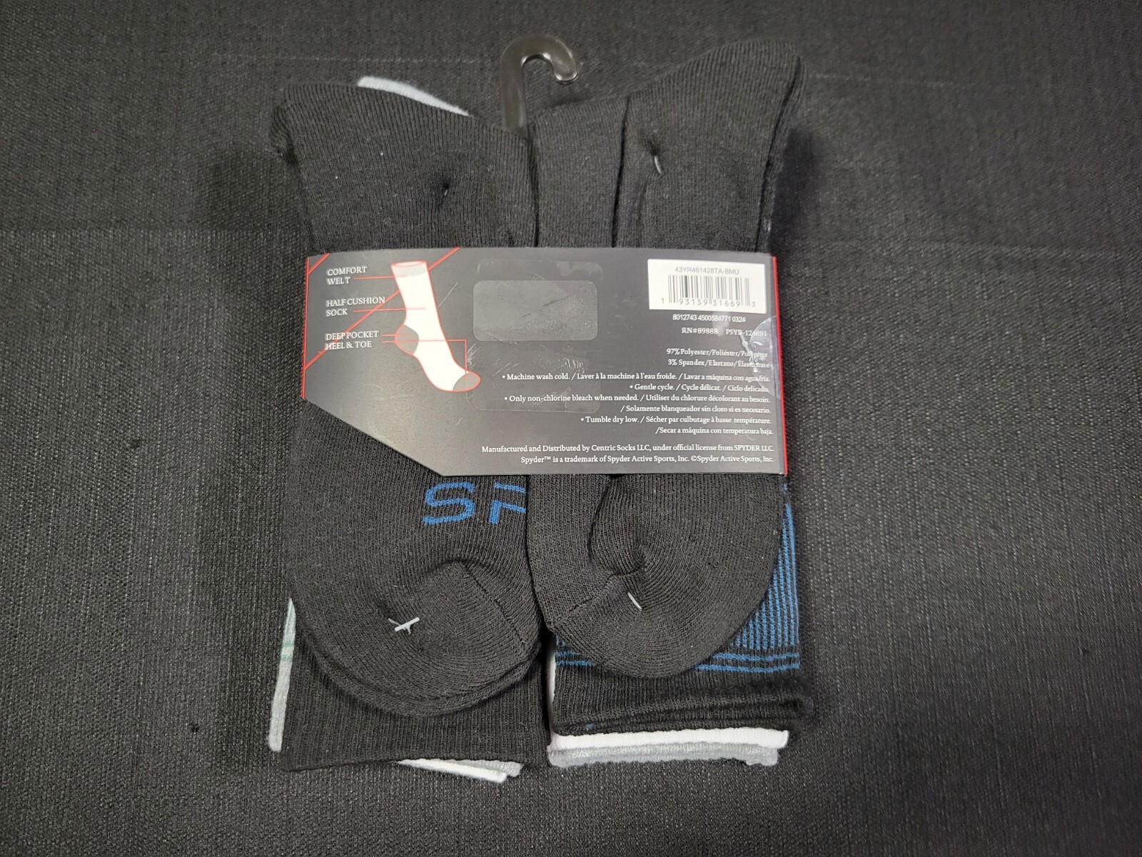 SPYDER Mens Socks Crew Cushioned Everyday Work Sports 6 Pair Shoe SIZE 6-12