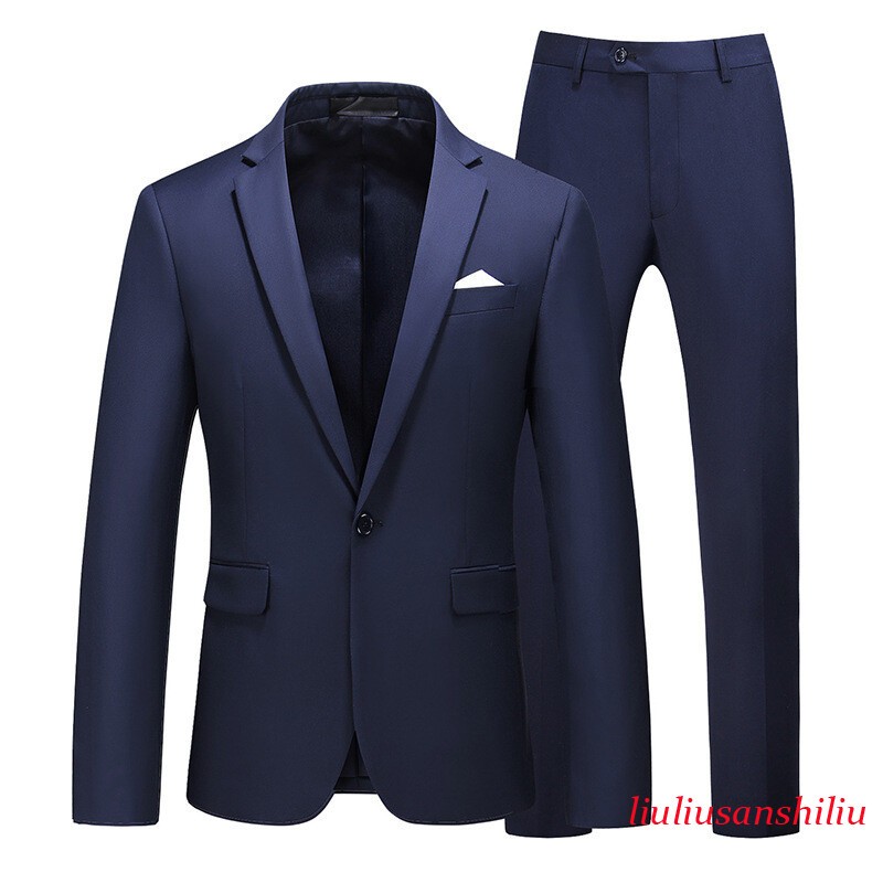Men’s One Button Formal Suits 2pcs Blazer Jacket Pants Slim Party Grooms Wedding