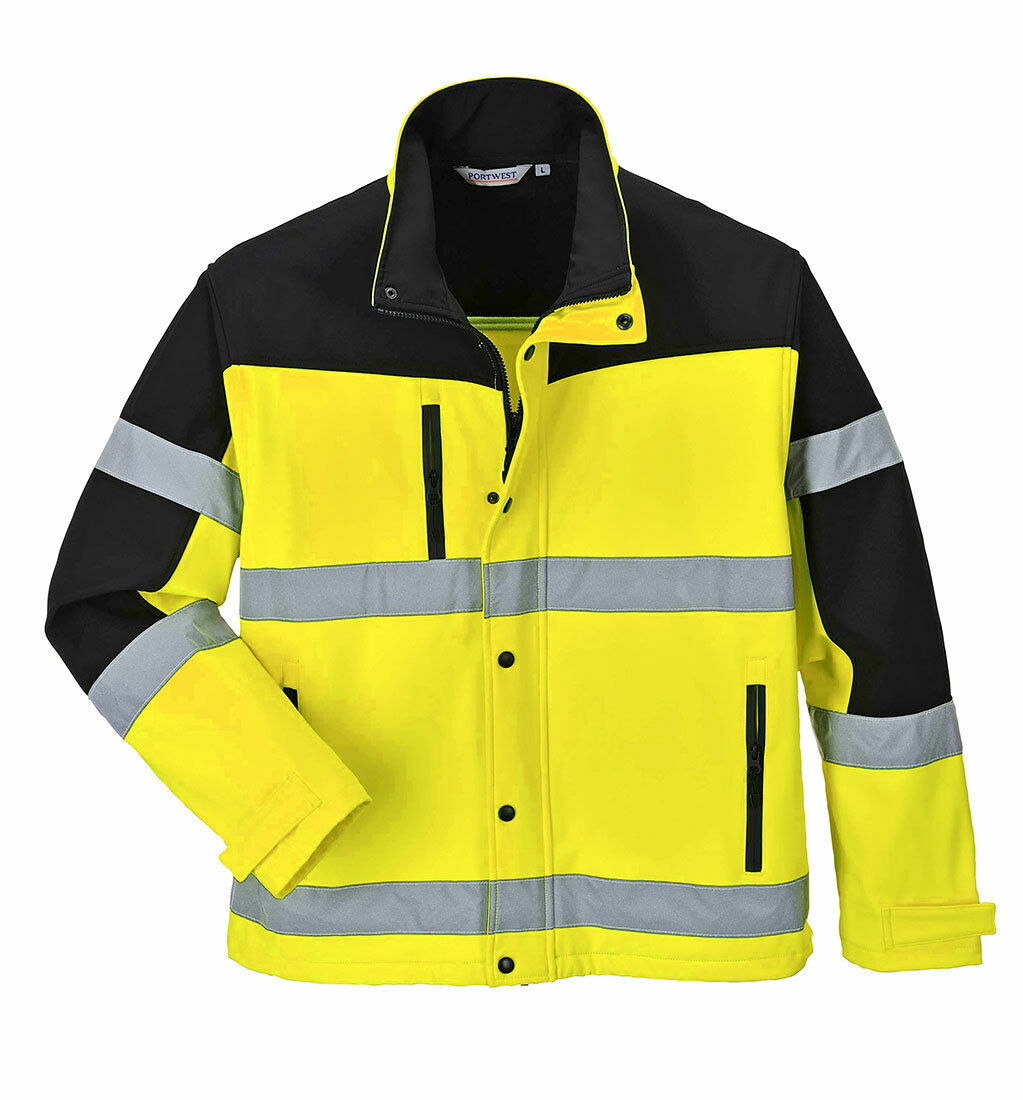 Portwest US429 Two Tone HiVis Yellow Reflective Softshell Safety Jacket 3L ANSI