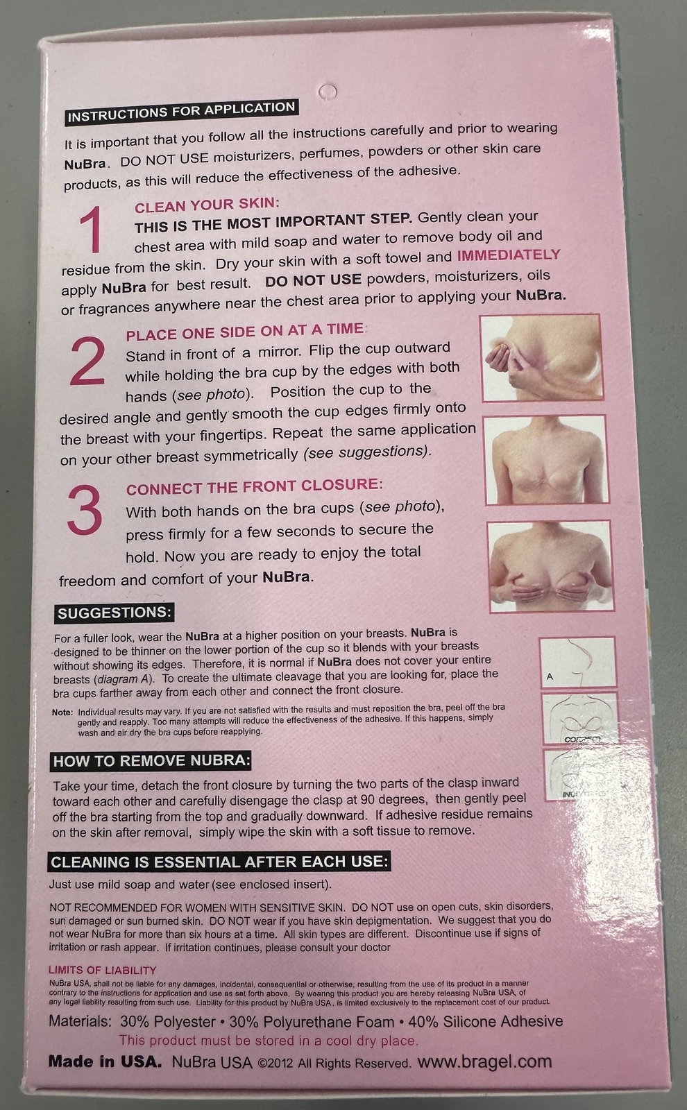 NuBra Aphrodite Super Light Adhesive Bra Color: Narrow Purple Stripes, Size: C