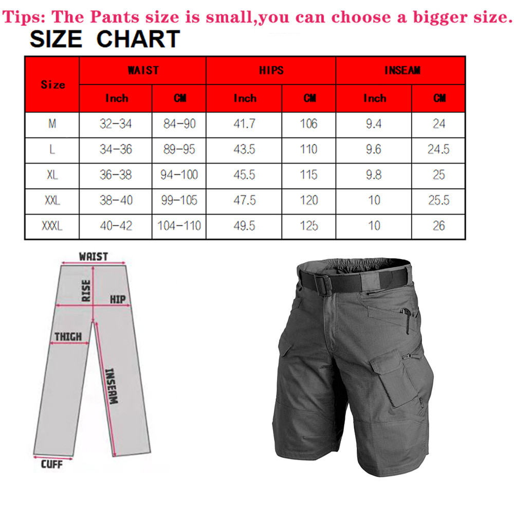 Mens Tactical Shorts Cargo Shorts Outdoor Waterproof Hiking Fishing Track Shorts