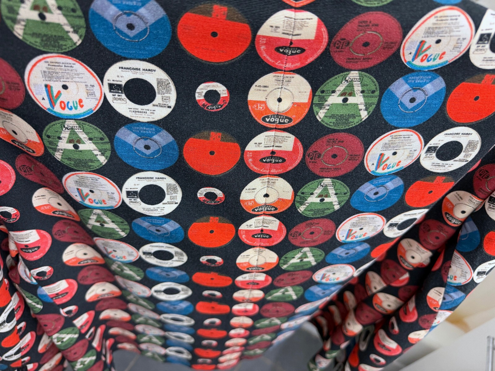 Akris Punto Record Print Jacket Top Dots Circles Vinyl CDs Colorful Full Zip 14