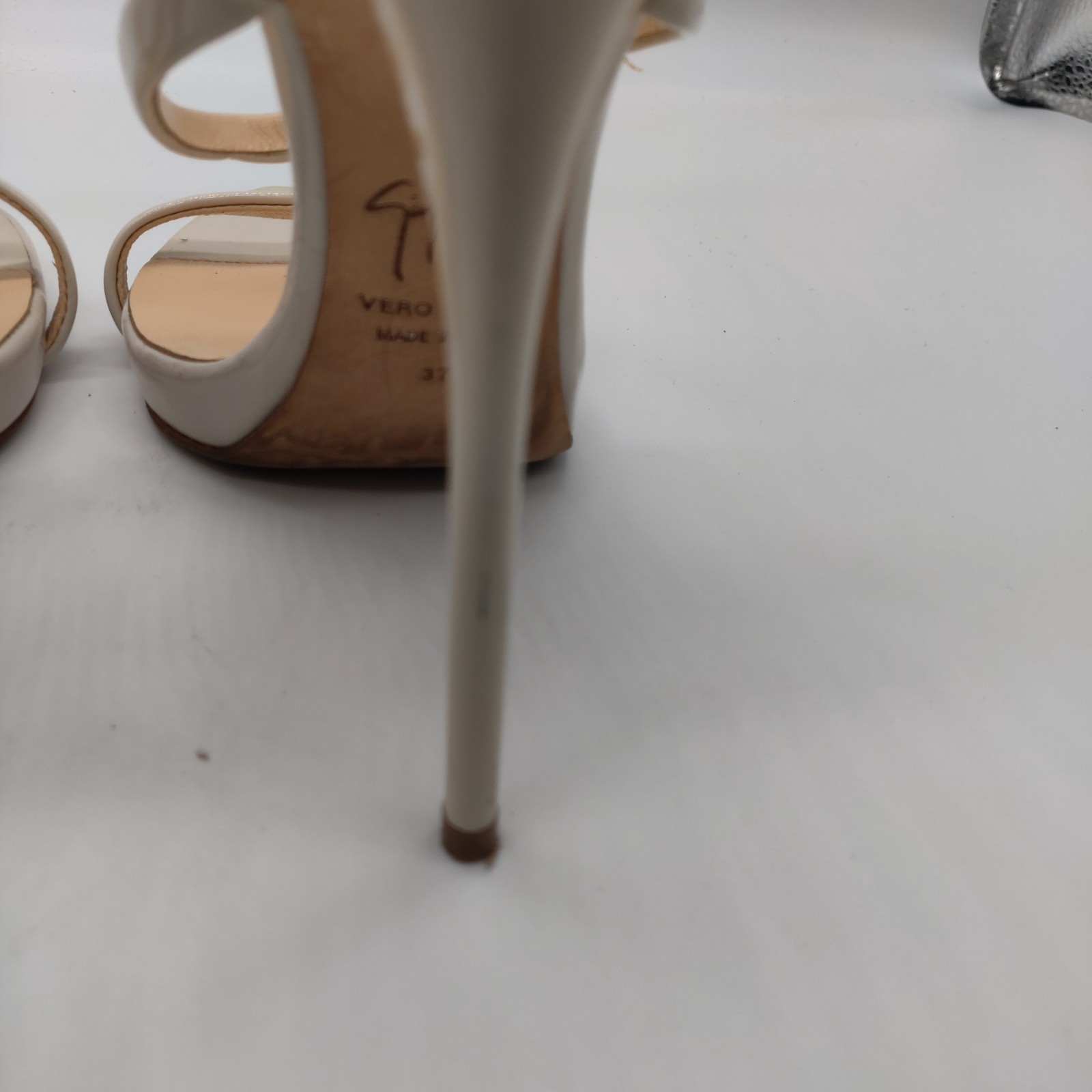Giuseppe Zanotti Harmony Patent Leather Heels Sandals Beige Size 37 US 7