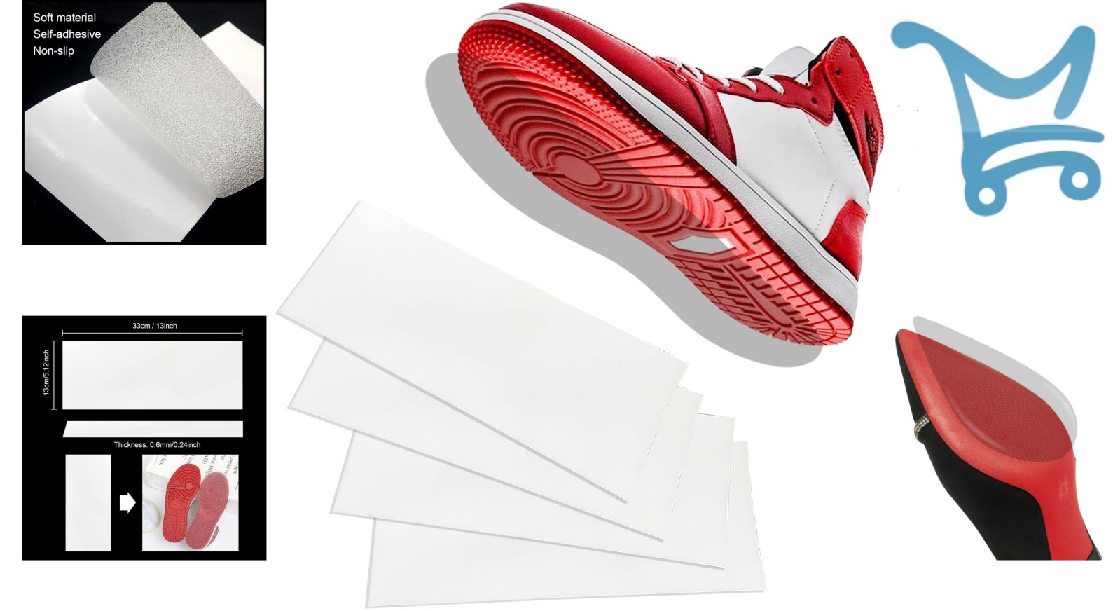 Shoe Sole Protectors Clear Self-Adhesive Cover for Sneakers High Heels 4 Pcs