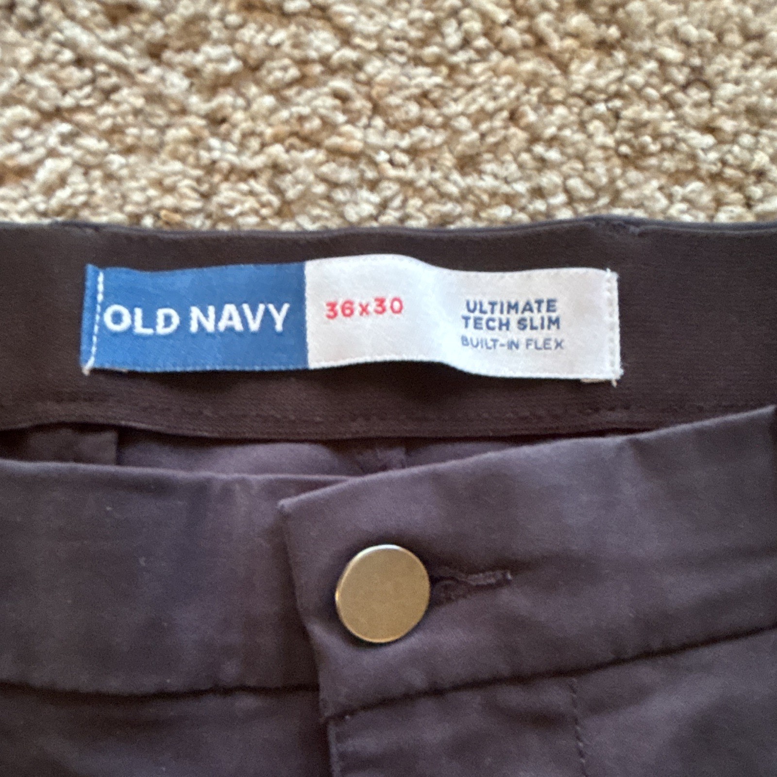 Old Navy Ultimate Tech Black Dress Pants Slim Fit Built-in Flex Flat Front 36