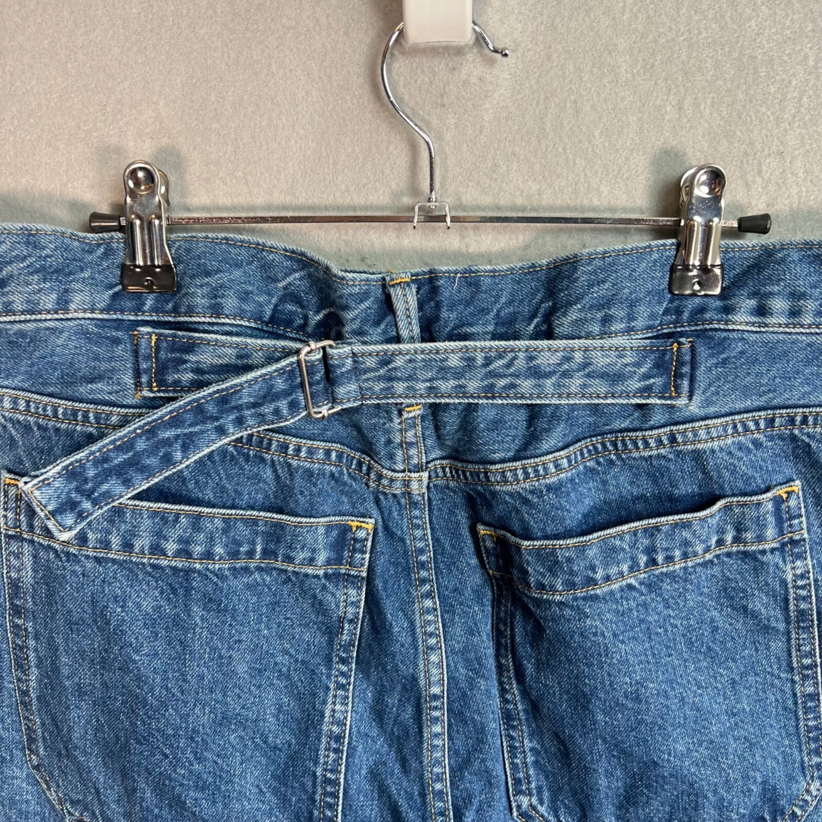 Everlane Buckle Back Womens 32 x 27 High-Waisted Straight Leg Blue Denim Jeans