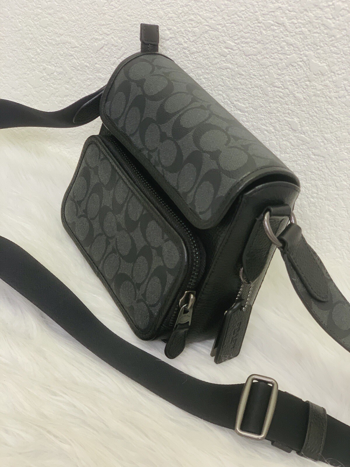Coach C9870 Sullivan Flap Crossbody In Signature Canvas IN Black Charcoal