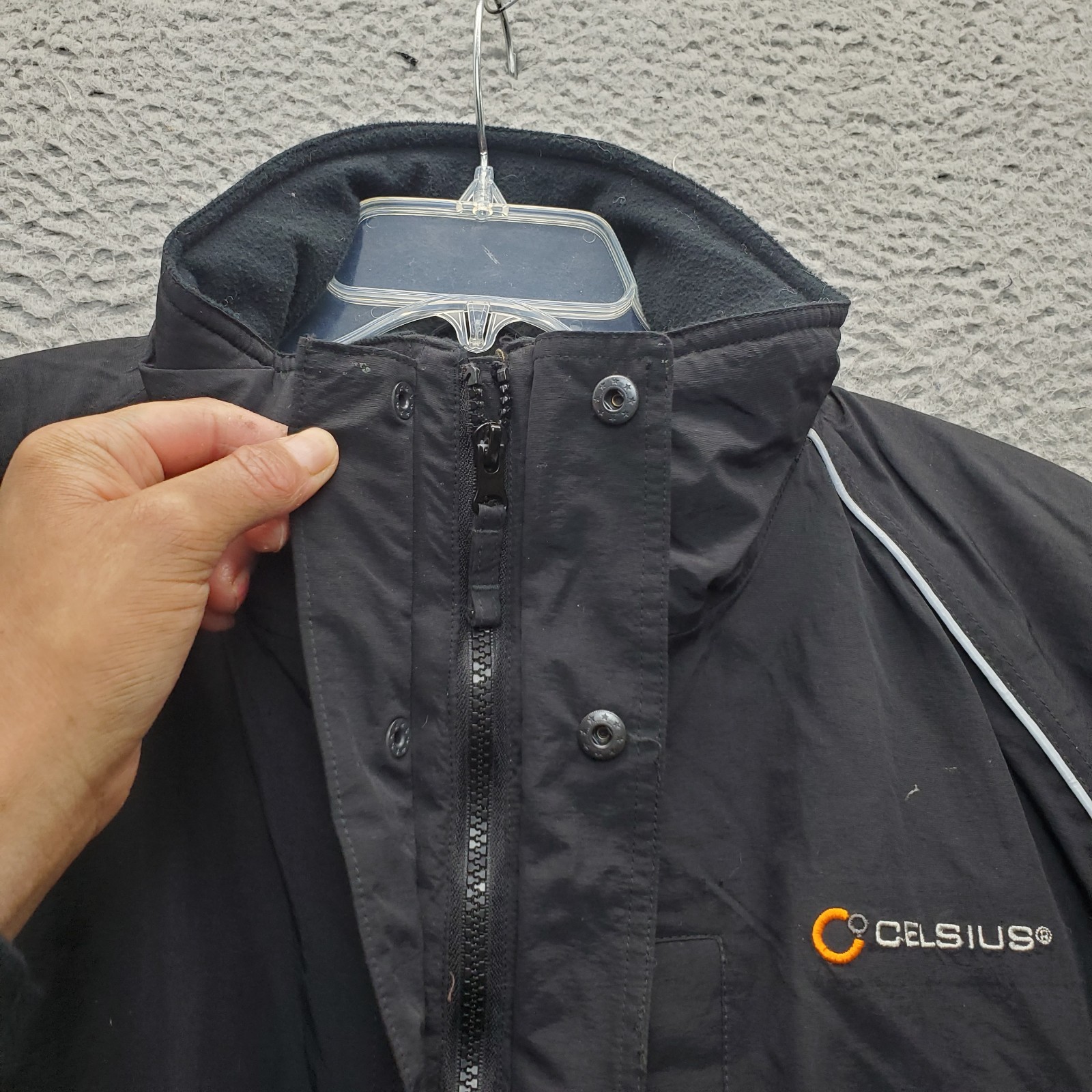 Celsius Cold-Weather Jacket Men L Black Fleece Lined Elastic Back Utility Pocket