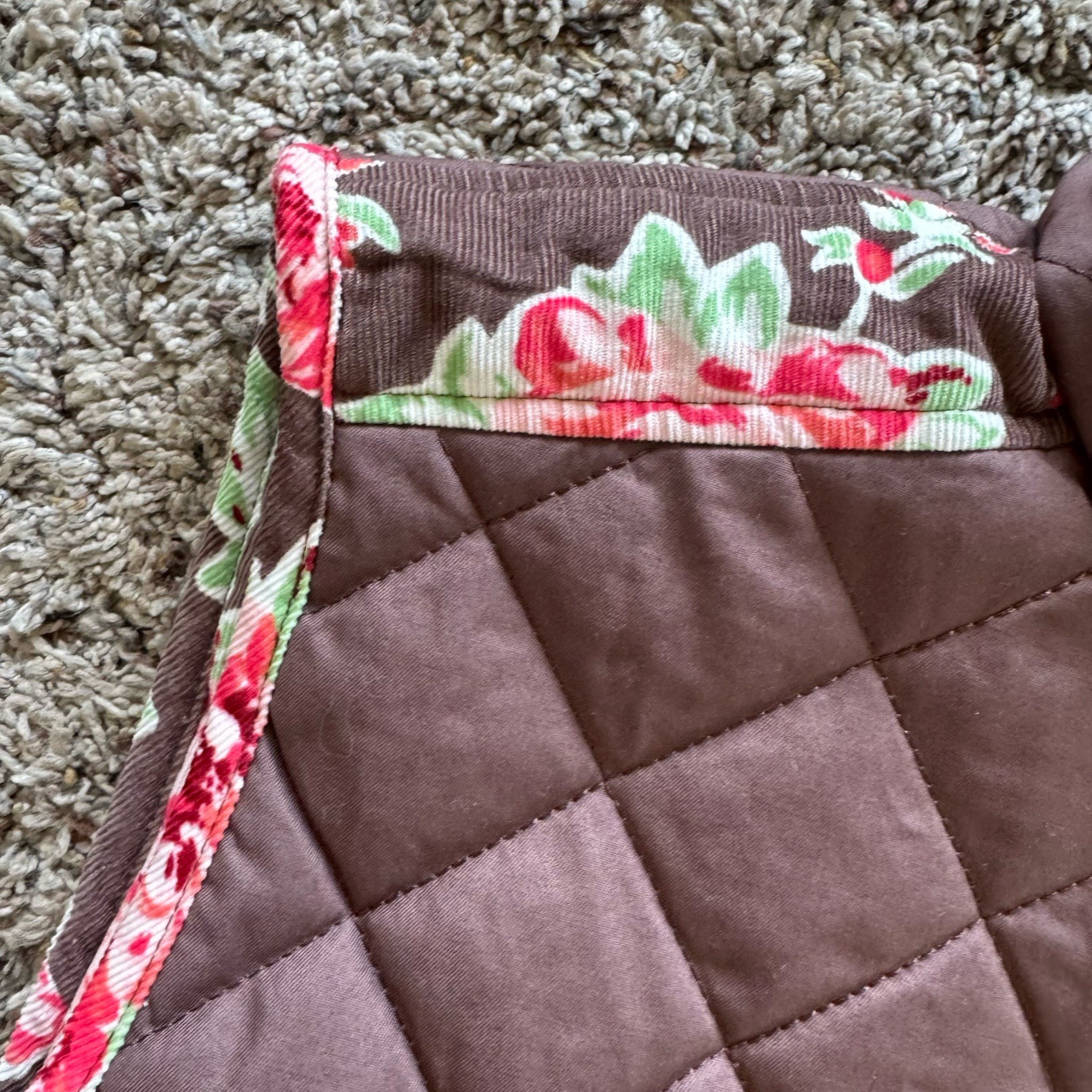 Matilda Jane Sydney Reversible Quilted Brown Floral Snap Vest Women Size XL NWT