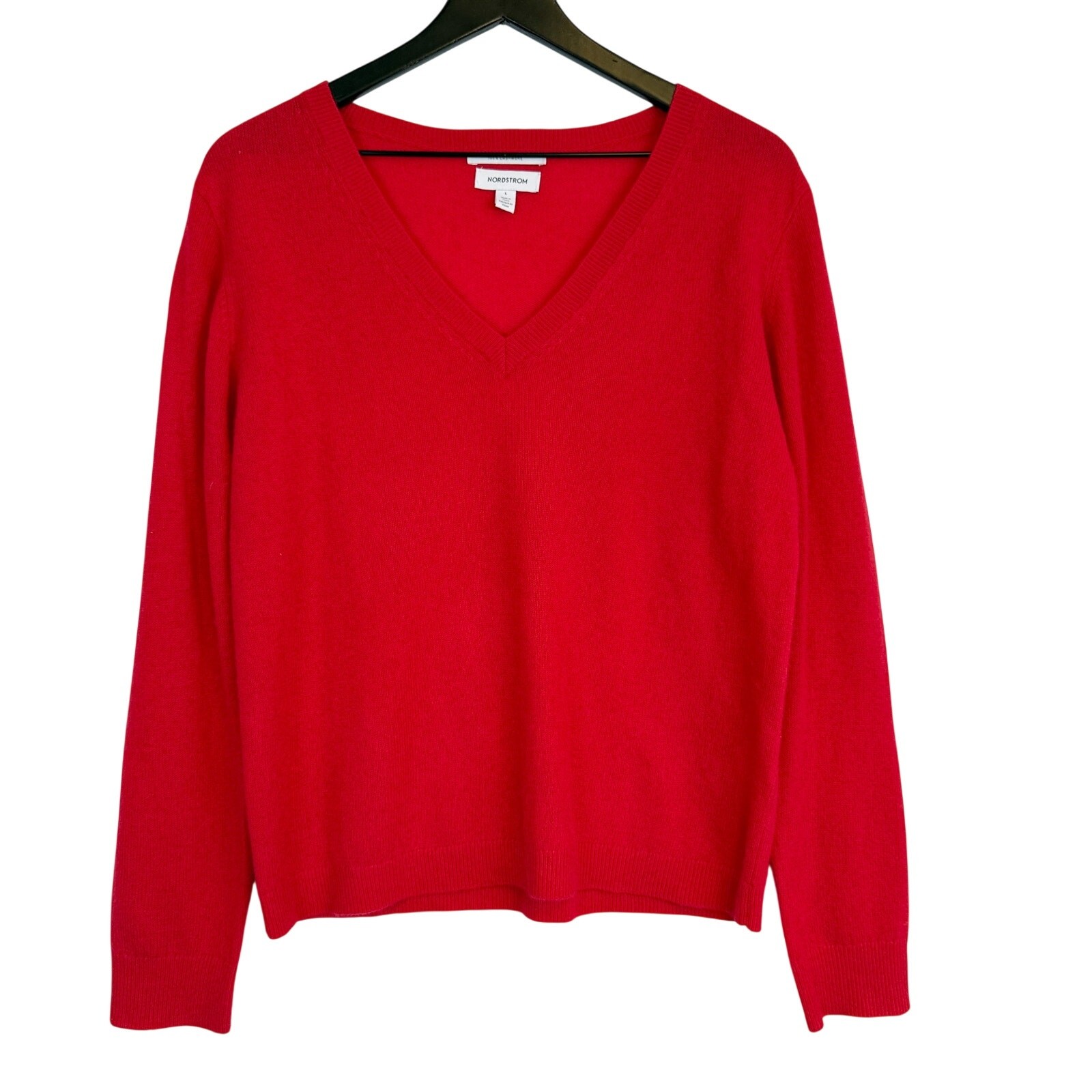 New Nordstrom Womens 100% Cashmere VNeck Sweater Knit – L