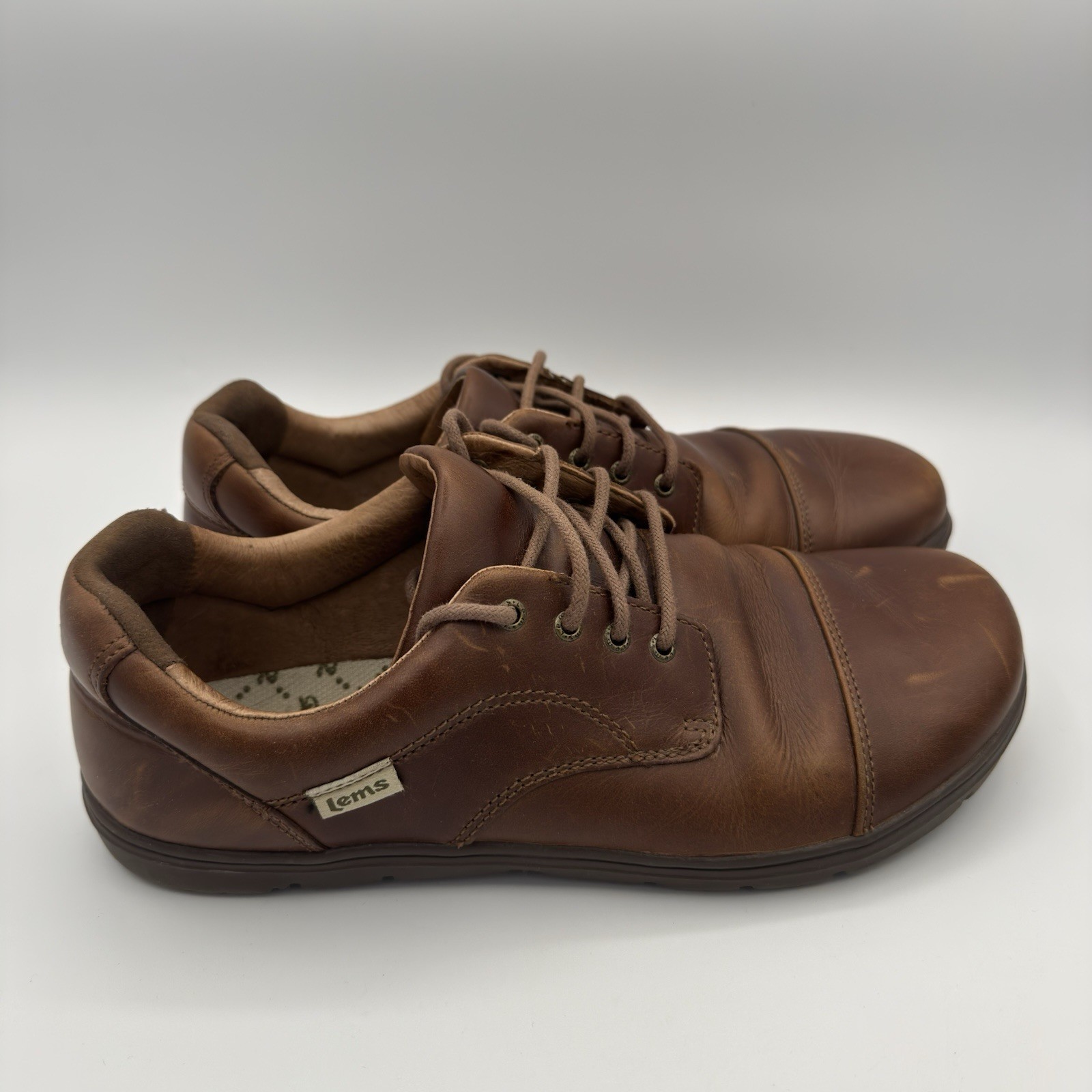 Lems Nine2Five Shoes Men’s 10 Brown Mocha Leather Oxford Barefoot Shoe $160