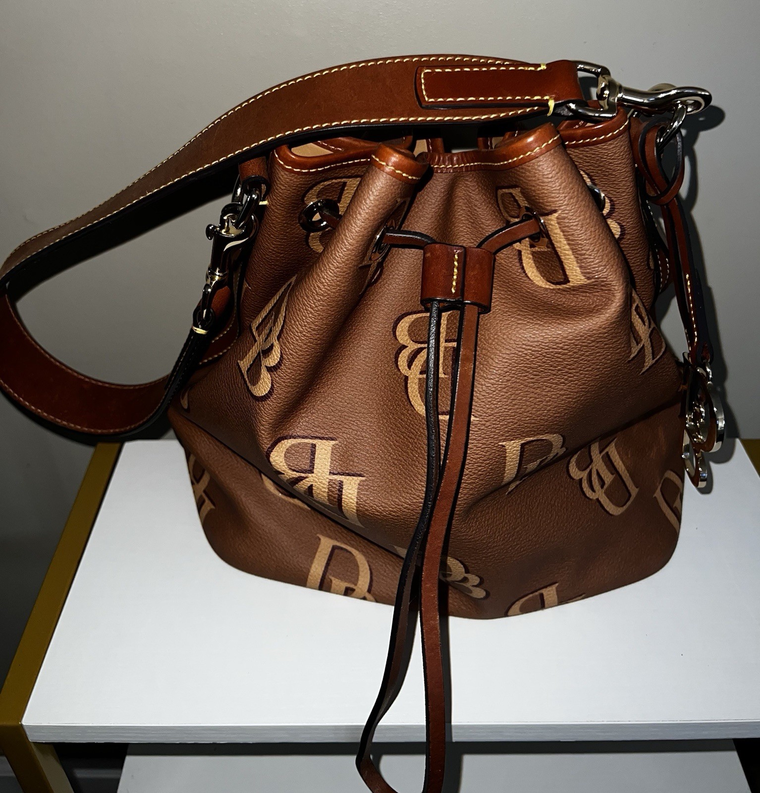 Dooney Bourke Carmel Brown / Drawstring / Shoulder Bag/ large
