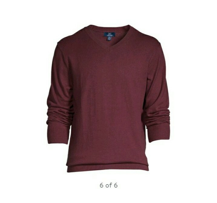 George Men’s Burgundy V- Neck Long Sleeve Pullover Sweater Top Sizes Varies