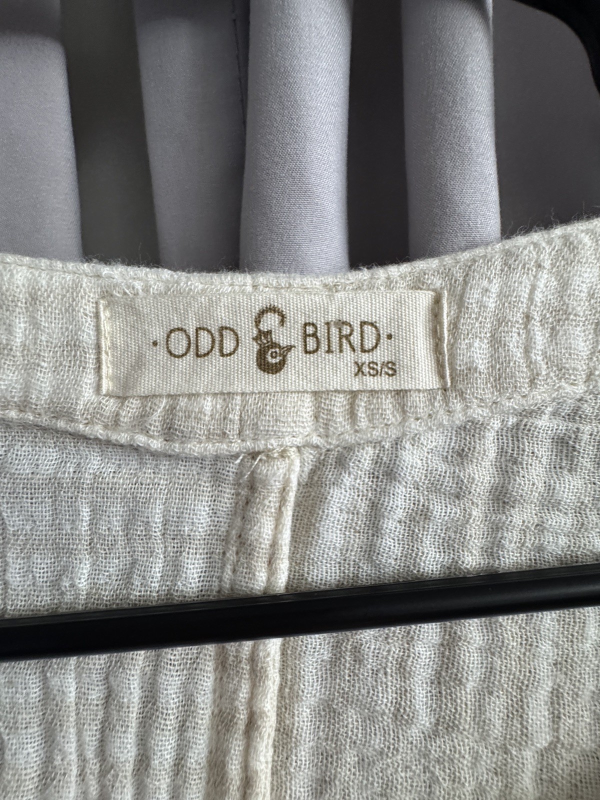 Odd Bird Ruya Tunic Dress XS/S Ivory Organic Cotton Gauze Belted Caftan