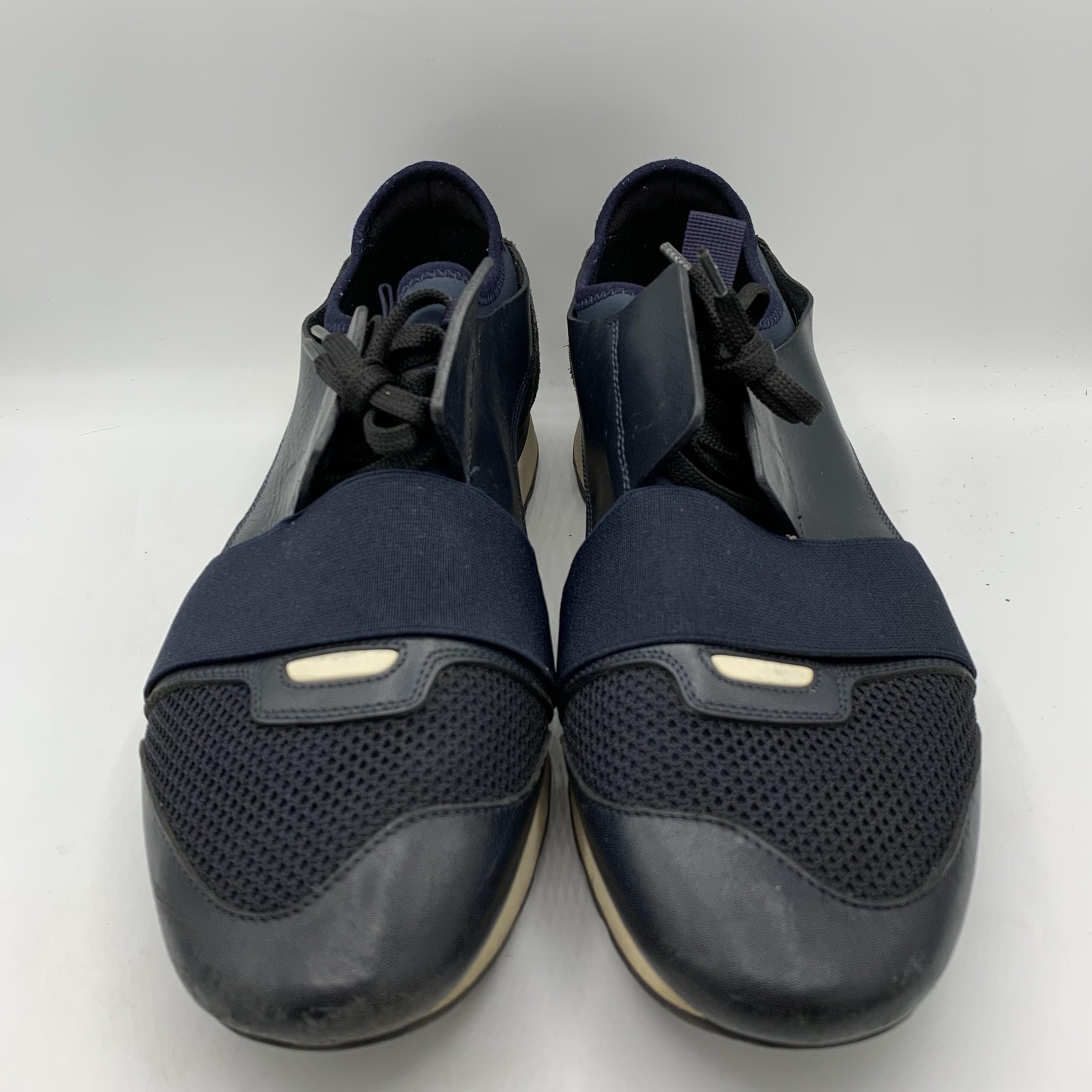 Balenciaga Race Runner Shoes Mens Size 10 Blue Leather Mesh Sneakers Italy