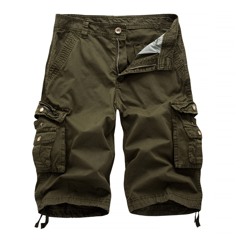 Mens Casual Solid Cargo Shorts Multi Pockets Washed Lounge 30 31 32 34 36 38-48