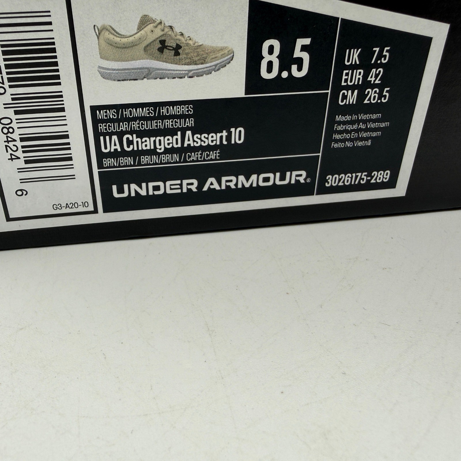 Under Armour Charged Assert 10 Mens 8.5 Brown Tan Running Shoes 3026175-289