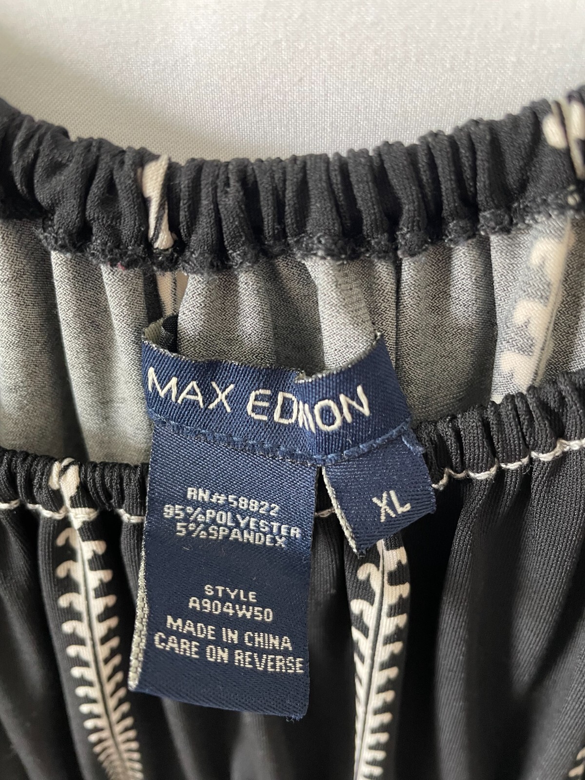 Max Edmon Womens Black Scoop Neck Floral Ethnic Print Fit & Flare Dress Size XL