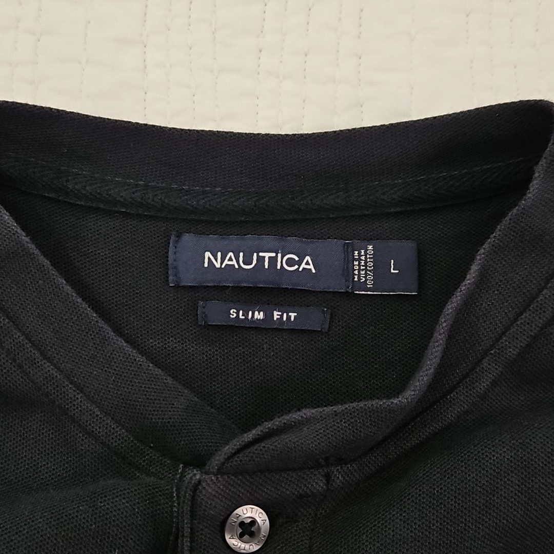 Nautica Slim Fit Heavy Crew Neck Shirt Men’s Large Dark Navy Blue EUC LN