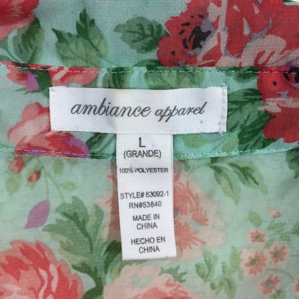 Ambiance Semi Sheer Floral Sleeveless Top Size L