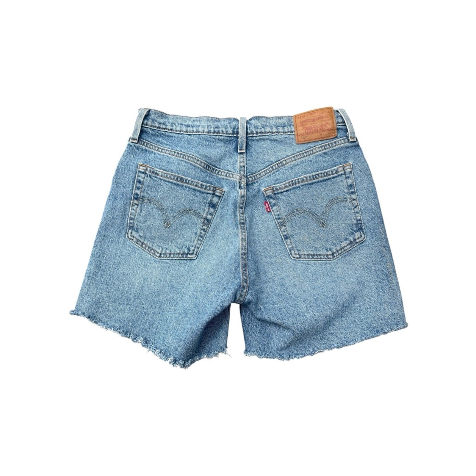 Levi’s Premium Distressed Cutoff Denim Shorts Blue Raw Hem Button-fly Size 28