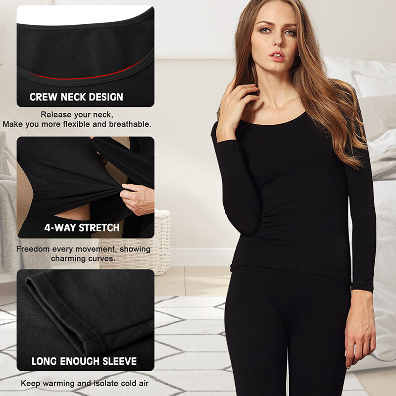 Women Thermal Underwear Long Johns Top Bottom Set Pants Base Layer Winter Warm
