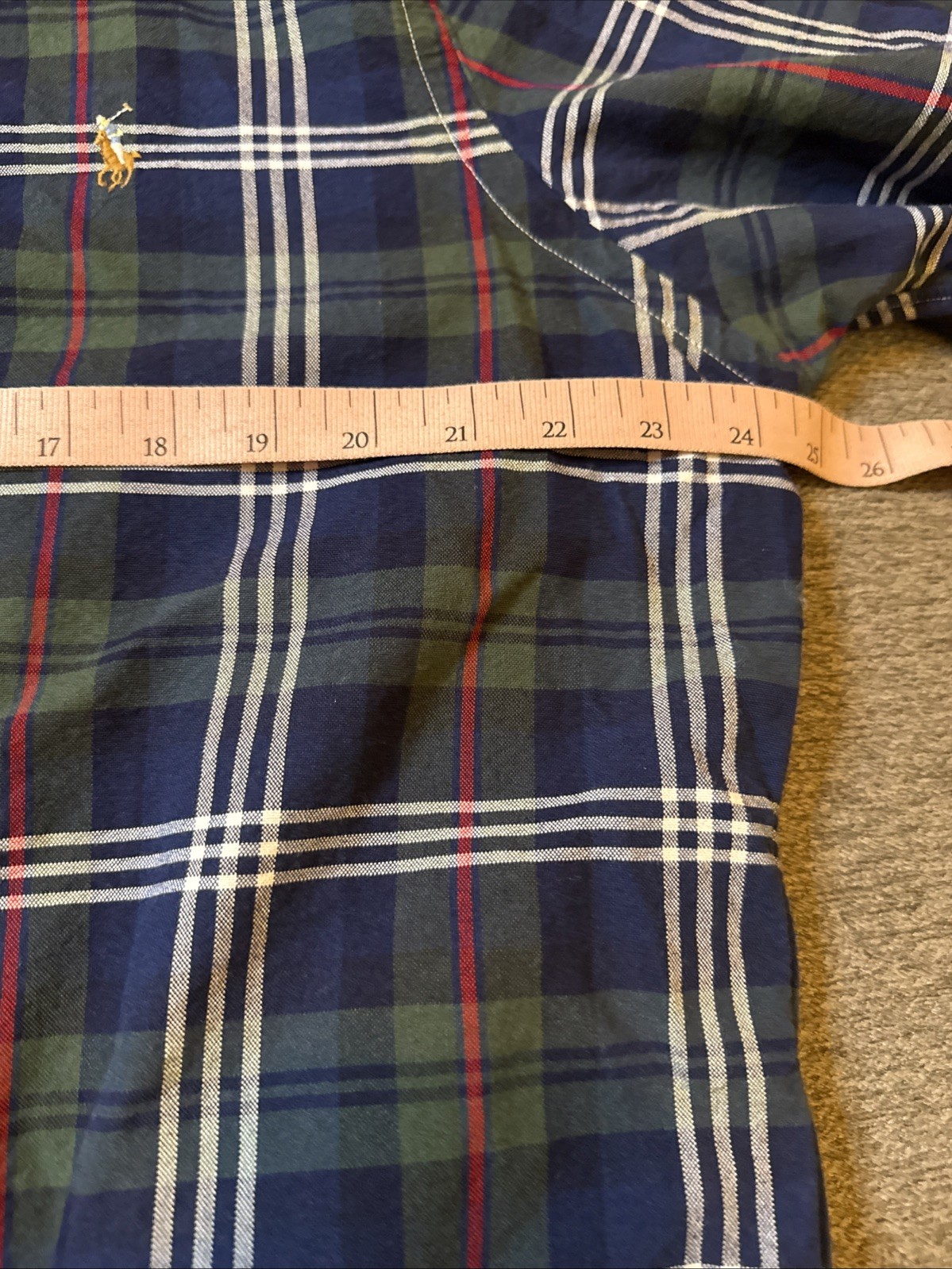 Ralph Lauren Shirt Men Large Blue Green Button Down Preppy Plaid Full Color Jock