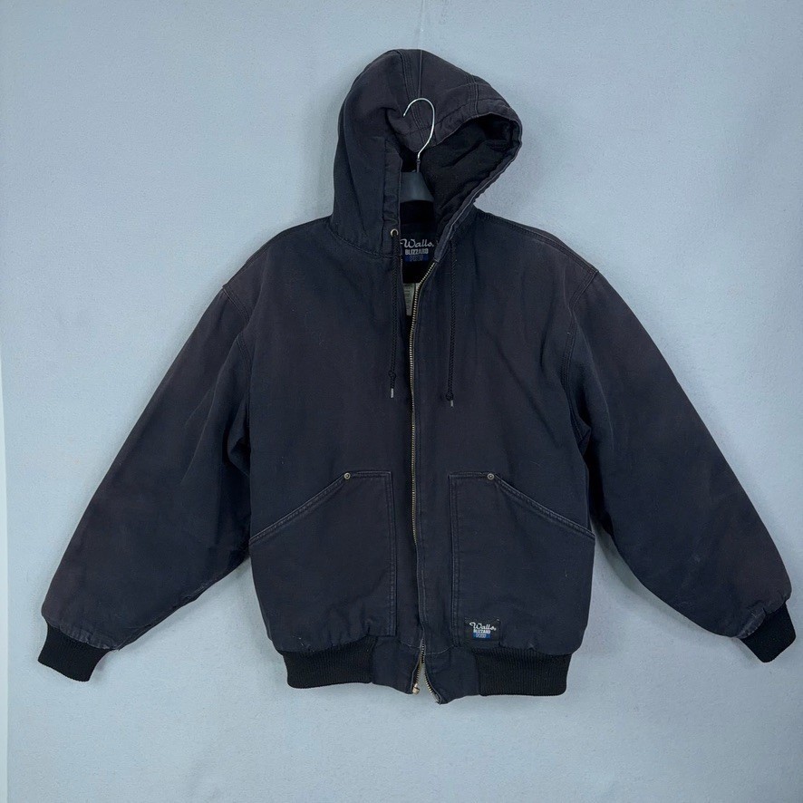 Walls Hooded Work Jacket Mens Large Regular Black Canvas Blizzard Pruf Gorpcore