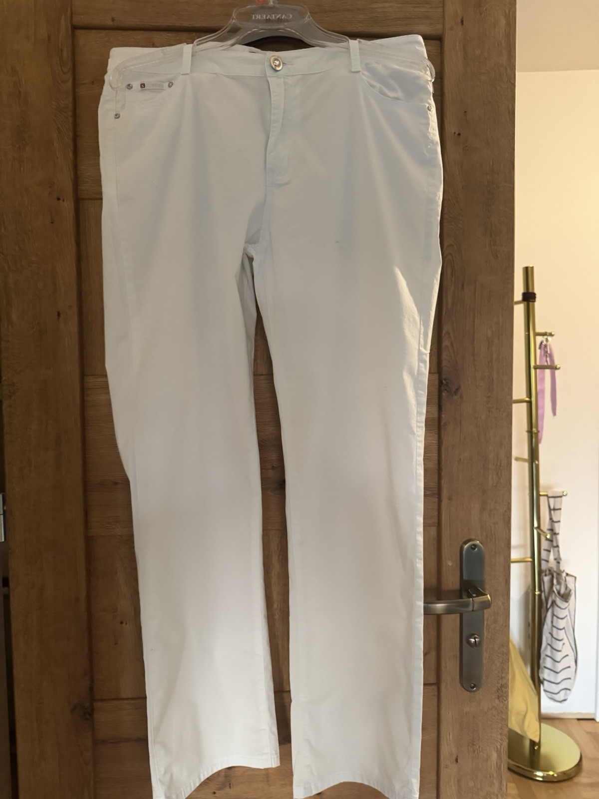 Sunbird women’s jeans cotton elastane summer with rhinestones XL/W/34 white