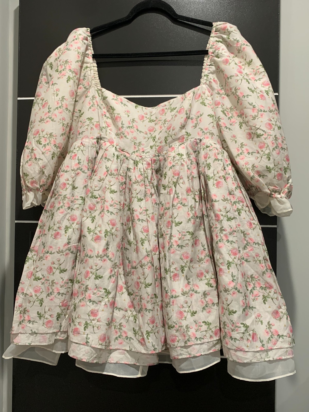 Selkie Heritage Rose Puff Babydoll Dress XL Reversible Floral Print