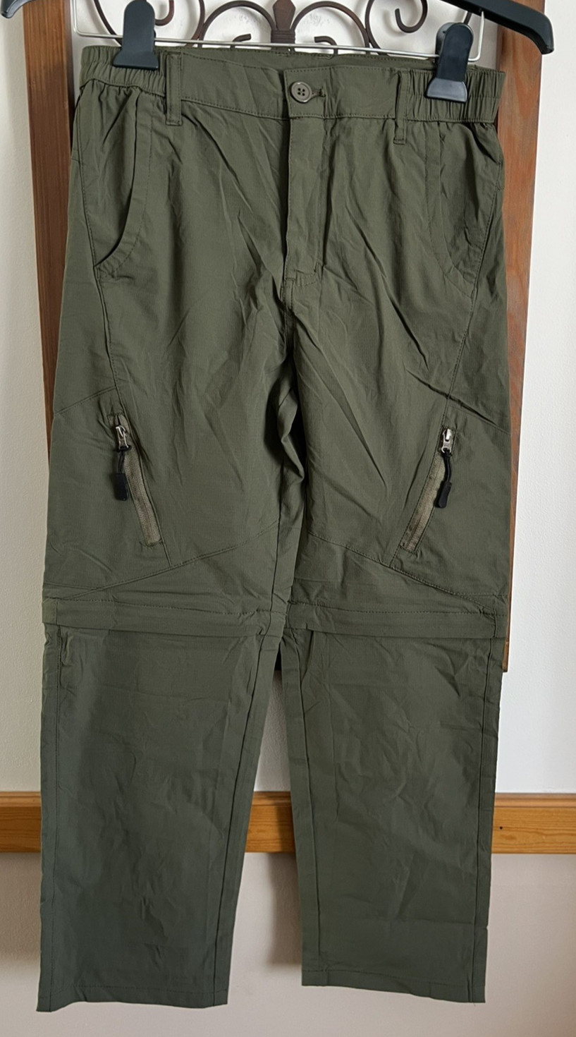 Women’s Army Green Zip off Cargo Pants with Belt Nylon/Span 25″Long Size M New