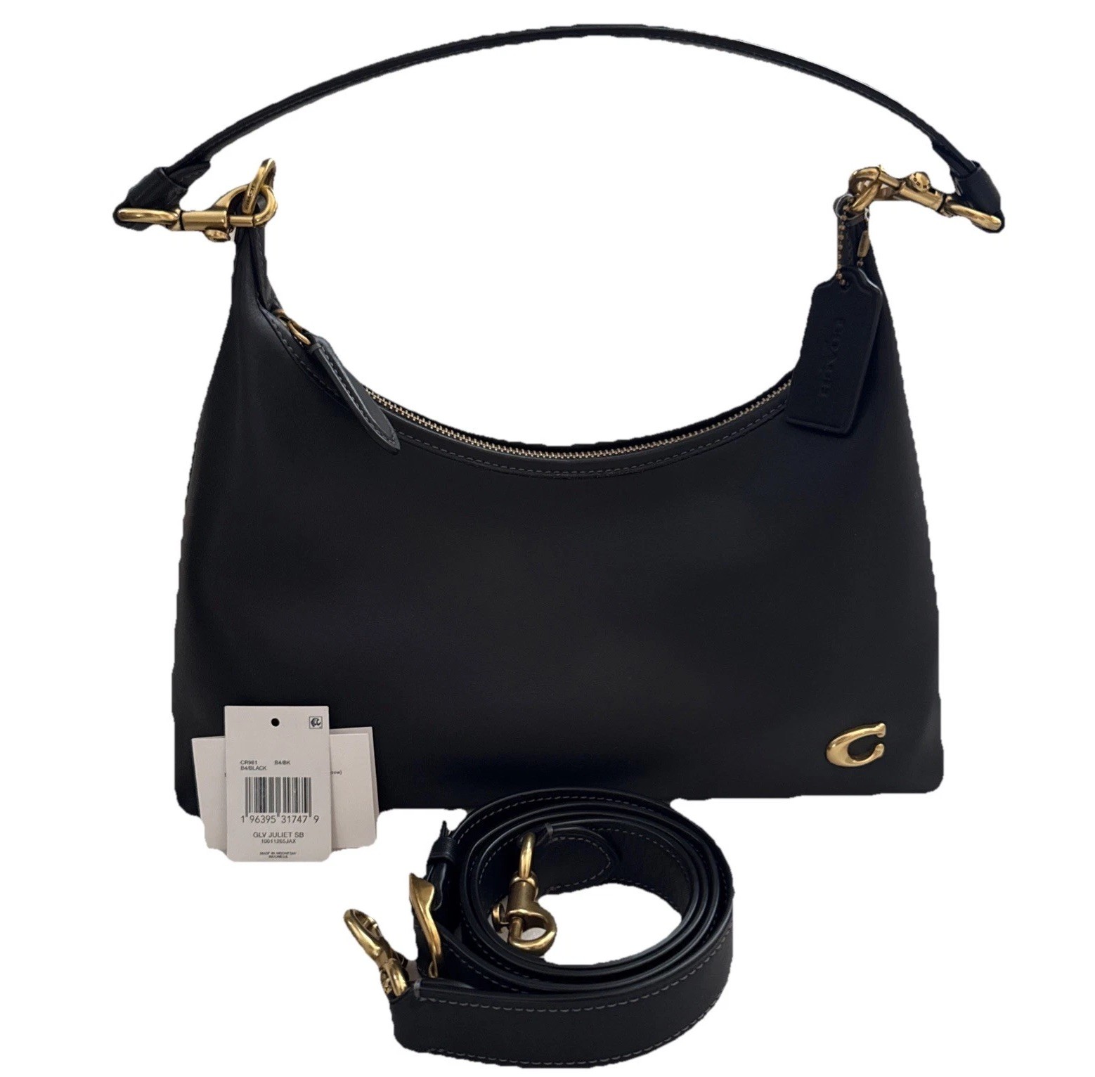 Coach Juliet Shoulder Bag Leather 2Way Crossbody Handbag Black # CR981 NWT