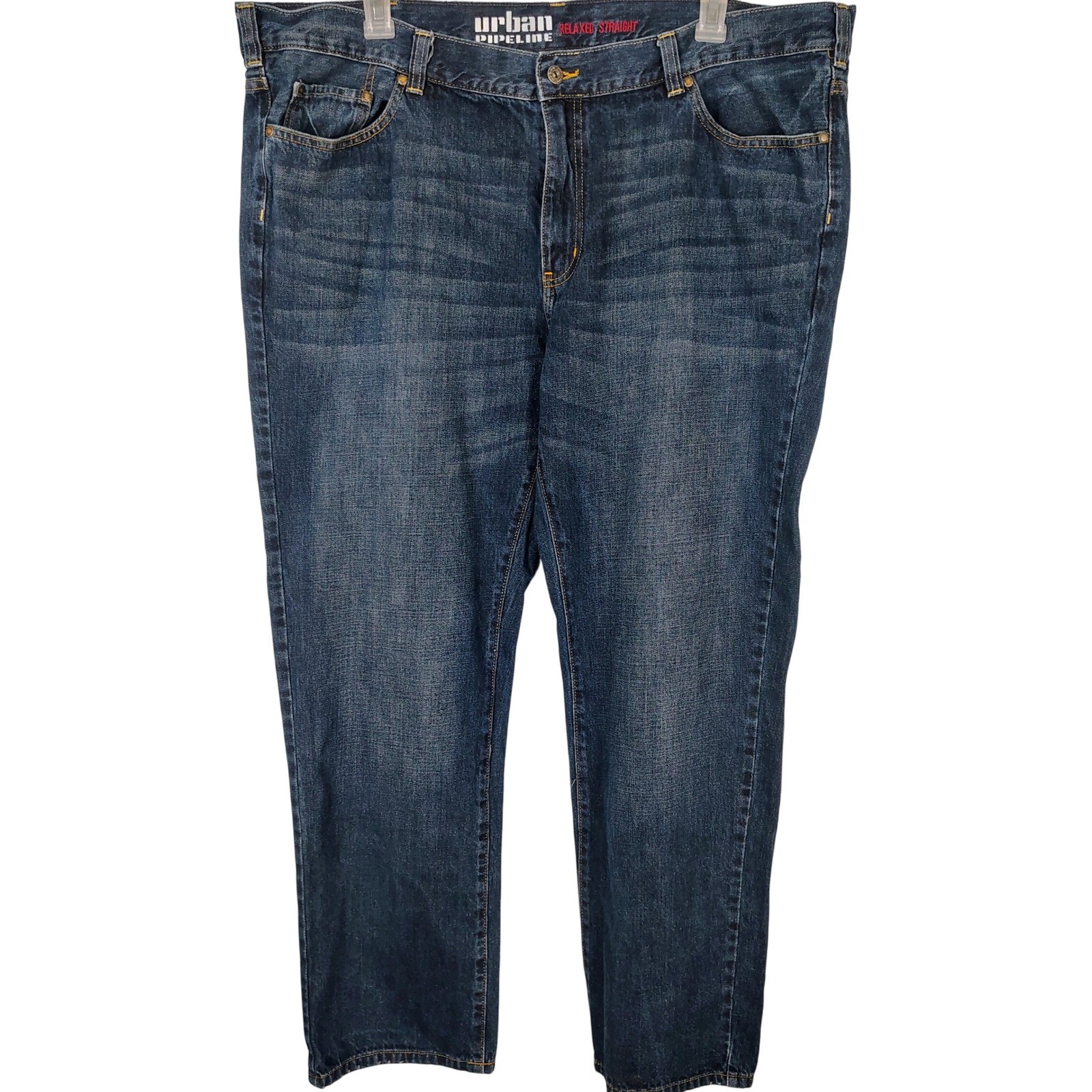Urban Pipeline Mens Relaxed Straight Leg Jeans Medium Wash Blue 46/32 Denim