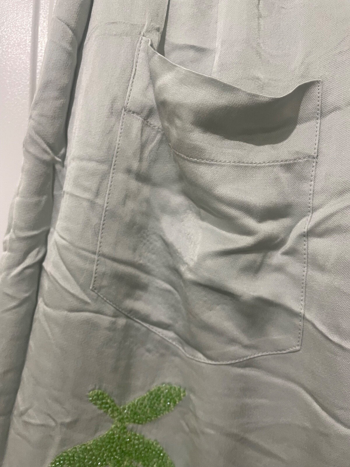 ZARA embroidered Embellished Beaded leaf trousers Pants XS Small 6 8 Blue