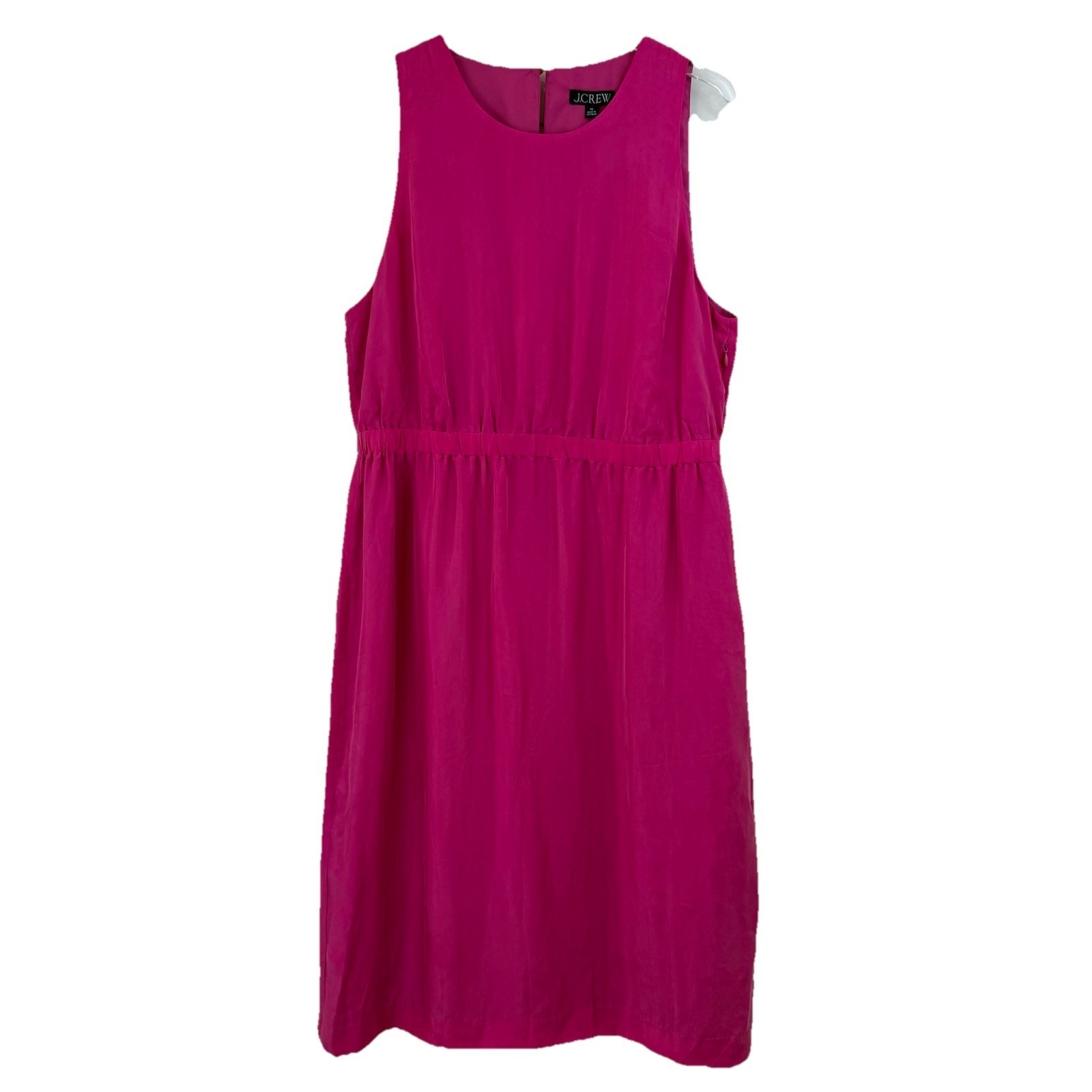 NWT J.Crew Sleeveless Elastic Waist Dress Women XL Festival Pink Cupro Viscose