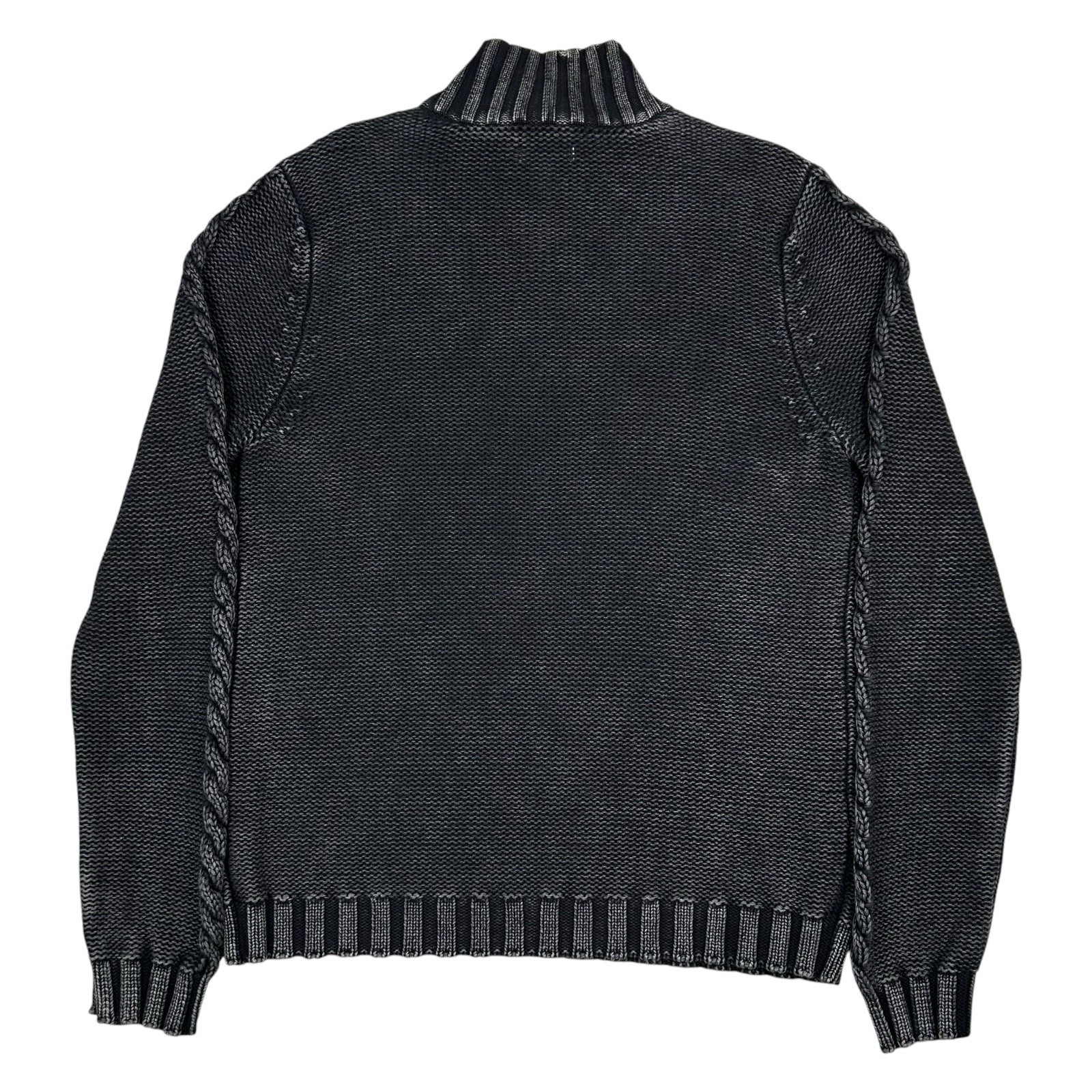Carbon 2 Cobalt Fisherman Cable Knit Sweater 1/4 Zip Mens Medium Gunmetal Gray