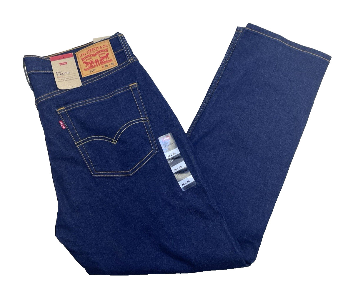 New LEVI’S 514 Men’s 36 x 30 Straight Fit 5-Pocket Dark Blue Jeans