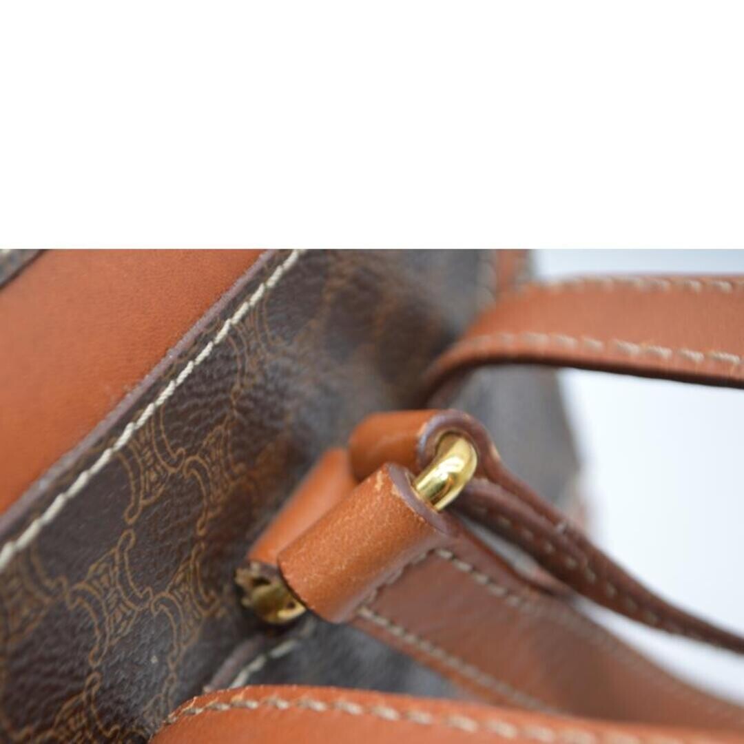 CELINE Macadam Mini Leather Backpack Brown Gold Drawstring Authenic