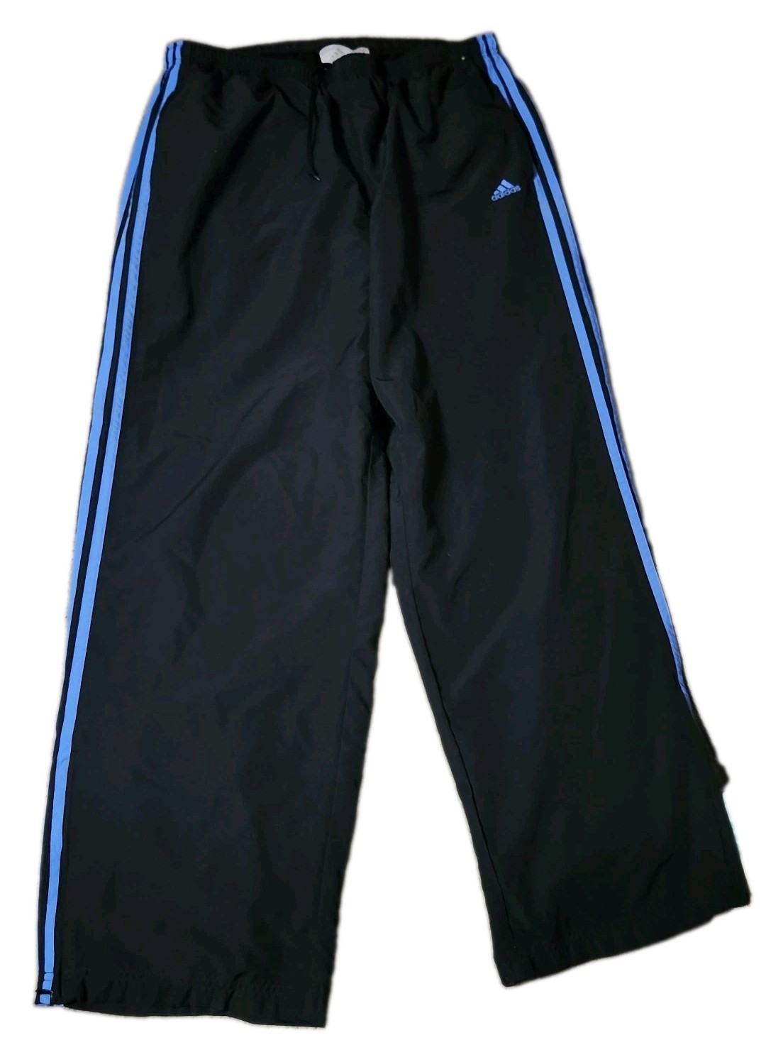 🔥 Adidas Sweatpants Track Pants Black & Blue Adult XL 32″-34″ Waist 30″ Inseam