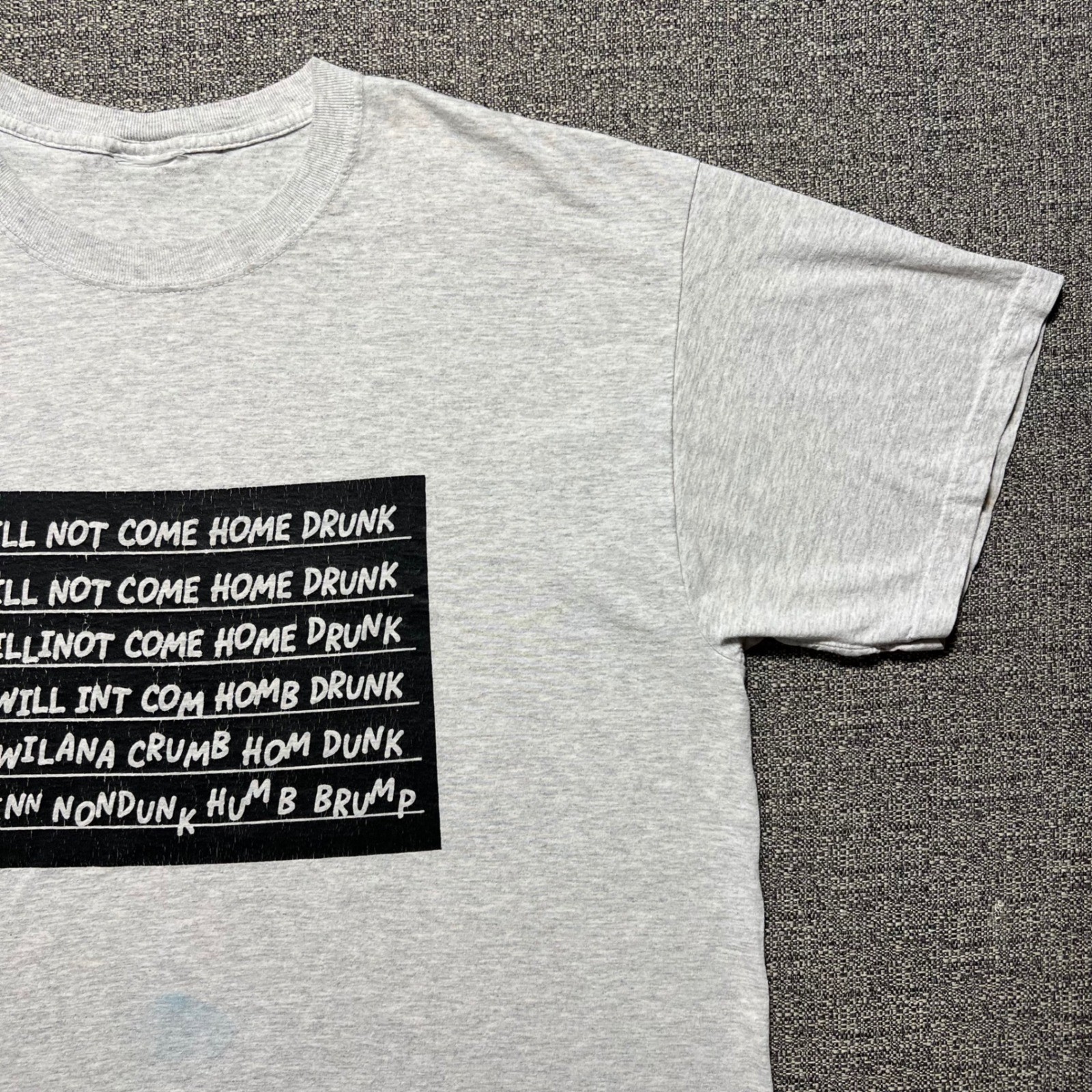 Vintage 90s Funny Drunk Chalkboard Graphic T Shirt Gray Mens XL Humor Beer Tee