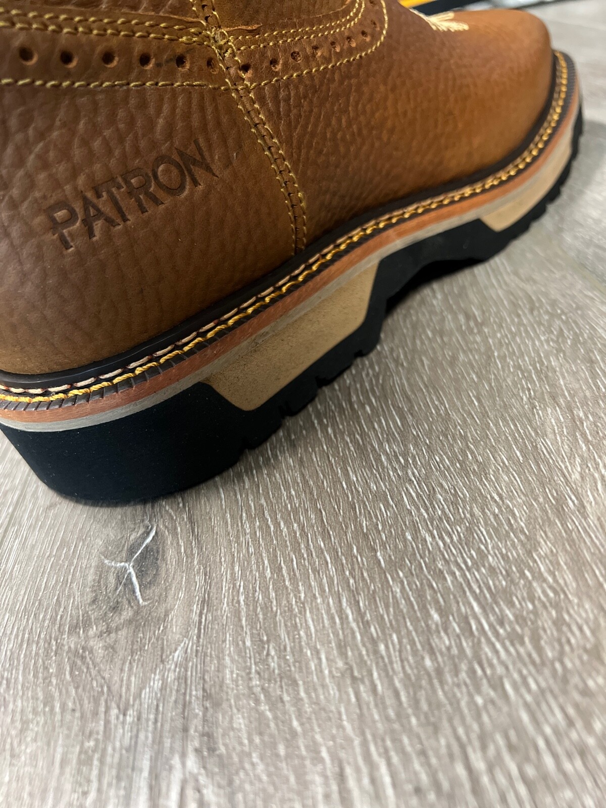 MEN’S CRAZY TAN SQUARE TOE WORK BOOTS COWBOY SOFT & STEEL TOE PULL ON BOTAS