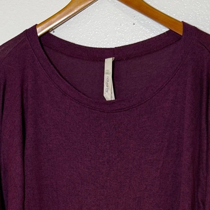 Natural Life Women Sweater Plum Purple M Heathered Dolman Sleeve Relaxed Knit